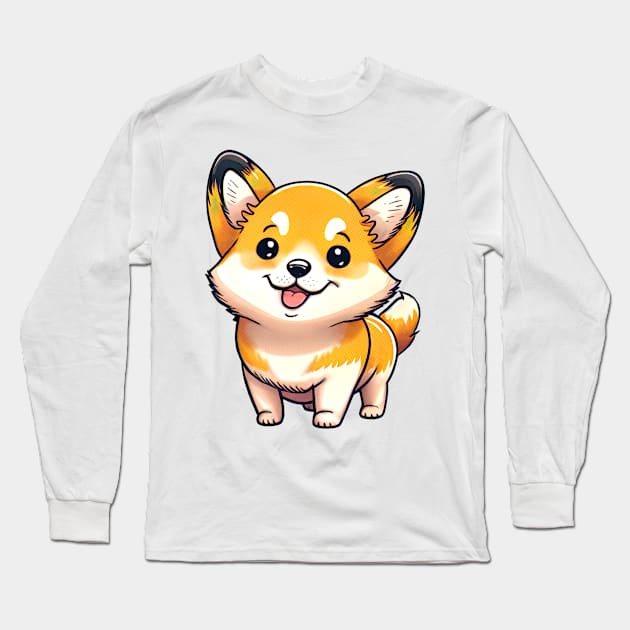 Cute Corgi Long Sleeve T-Shirt by Prilidiarts